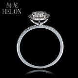 HELON Loving! Solid 18K White Gold 6.5mm Diameter SI/H Full Cut Natural Diamonds Women's Engagement Wedding Party Gif Fine Ring