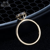 HELON Unique Wedding 0.5CT 100% Genuine Natural Diamond Women Trendy Jewelry Ring Solid 14K White Gold Engagement Brilliant Ring