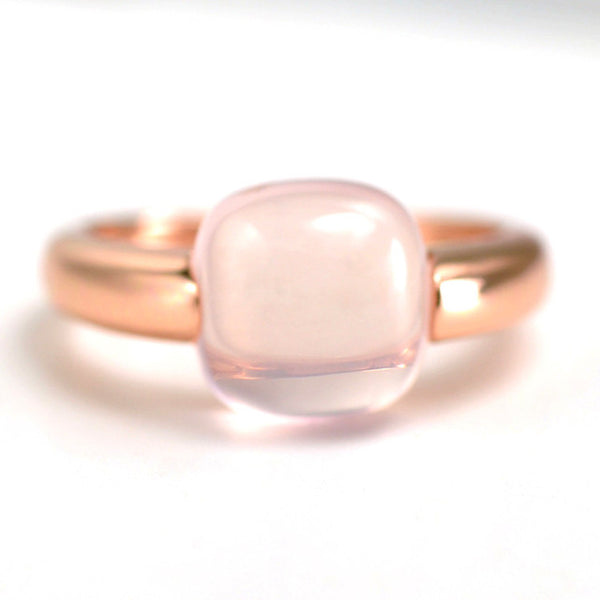 HJ HeyJewel 925 Sterling Silver Natural Rose Quartz Engagement Wedding Ring Luxury Jewelry