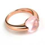 HJ HeyJewel 925 Sterling Silver Natural Rose Quartz Engagement Wedding Ring Luxury Jewelry