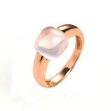 HJ HeyJewel 925 Sterling Silver Natural Rose Quartz Engagement Wedding Ring Luxury Jewelry