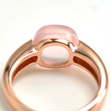 HJ HeyJewel 925 Sterling Silver Natural Rose Quartz Engagement Wedding Ring Luxury Jewelry