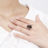 HUTANG NEW 8.37ct Natural Oval Smoky Quartz Solid 925 Sterling Silver Cocktail Ring Gemstone Fine Jewelry Women's Xmas Gift