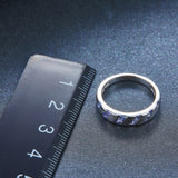 HUTANG Natural Tanzanite Gemstone Ring Solid 925 Sterling Silver Band Rings Fine Jewelry Women's New Arrival Best Friend Gift