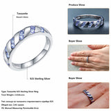 HUTANG Natural Tanzanite Gemstone Ring Solid 925 Sterling Silver Band Rings Fine Jewelry Women's New Arrival Best Friend Gift