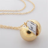 Handmade Minimalism Secret Message Ball Locket Necklace Pendant Friendship Best Friend Holiday BFF Gifts Couples Necklace