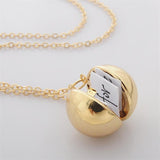 Handmade Minimalism Secret Message Ball Locket Necklace Pendant Friendship Best Friend Holiday BFF Gifts Couples Necklace