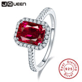 Hot Sale 3.6ct Pigeon Blood Red Ruby Engagement Wedding Ring Pure Solid 925 Sterling Silver Square Cut Fine Jewelry with box