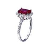 Hot Sale 3.6ct Pigeon Blood Red Ruby Engagement Wedding Ring Pure Solid 925 Sterling Silver Square Cut Fine Jewelry with box