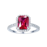 Hot Sale 3.6ct Pigeon Blood Red Ruby Engagement Wedding Ring Pure Solid 925 Sterling Silver Square Cut Fine Jewelry with box