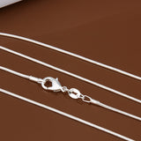 Hot Sales wholesale retail 16 18 20 22 24 inch Beautiful fashion silver color 1MM snake chain jewelry wholesale bulk stamp 925