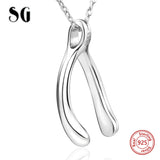 Hot sale 925 sterling silver diy design wish bone chain pendant&necklace European diy fashion jewelry making for girl gifts