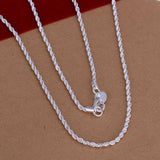 Hot sale Retail Wholesale silver Necklace Women Man necklace 2mm 16 18 20 22 24 inch Twist Rope Chain jewelry accesory 925 stamp