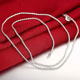 Hot sale Retail Wholesale silver Necklace Women Man necklace 2mm 16 18 20 22 24 inch Twist Rope Chain jewelry accesory 925 stamp