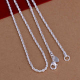 Hot sale Retail Wholesale silver Necklace Women Man necklace 2mm 16 18 20 22 24 inch Twist Rope Chain jewelry accesory 925 stamp