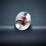 Hutang Natural Garnet Gemstone Floral Wedding Ring Solid 925 Sterling Silver Fine Stone Jewelry Best Birthday Gift Unique Design