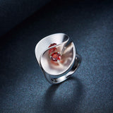 Hutang Natural Garnet Gemstone Floral Wedding Ring Solid 925 Sterling Silver Fine Stone Jewelry Best Birthday Gift Unique Design