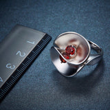 Hutang Natural Garnet Gemstone Floral Wedding Ring Solid 925 Sterling Silver Fine Stone Jewelry Best Birthday Gift Unique Design