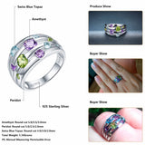 Hutang Natural Gemstone Peridot Amethyst Blue Topaz Ring Solid 925 Sterling Silver Colorful Gemstones Fine Fashion Stone Jewelry