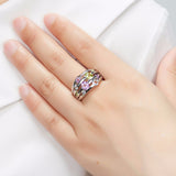 Hutang Natural Gemstone Peridot Amethyst Blue Topaz Ring Solid 925 Sterling Silver Colorful Gemstones Fine Fashion Stone Jewelry