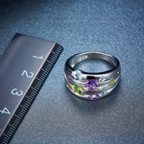 Hutang Natural Gemstone Peridot Amethyst Blue Topaz Ring Solid 925 Sterling Silver Colorful Gemstones Fine Fashion Stone Jewelry