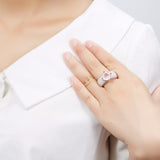 Hutang Natural Gemstone Rose Quartz Wedding Ring Solid 925 Sterling Silver Fine Fashion Stone Jewelry Unique Design For Gift New