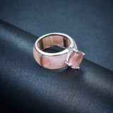 Hutang Natural Gemstone Rose Quartz Wedding Ring Solid 925 Sterling Silver Fine Fashion Stone Jewelry Unique Design For Gift New