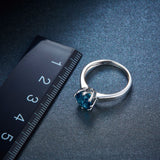 Hutang Stone Jewelry 2.73ct Natural Gemstone London Blue Topaz Solid 925 Sterling Silver Engagement Rings Fine Jewelry For Gift