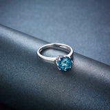 Hutang Stone Jewelry 2.73ct Natural Gemstone London Blue Topaz Solid 925 Sterling Silver Engagement Rings Fine Jewelry For Gift