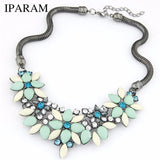IPARAM 2018 New sell Fashion Retro style Colorful gem rhinestone flower choker necklace Statement jewelry women