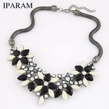 IPARAM 2018 New sell Fashion Retro style Colorful gem rhinestone flower choker necklace Statement jewelry women