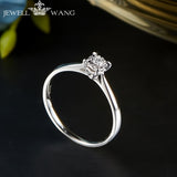 JEWELLWANG 18K White Gold Ring 0.4ct Effect Diamond Propose Engagement Rings for Women Shiny Gift Light Luxury Fine Jewelry Ring