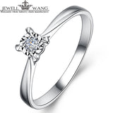 JEWELLWANG 18K White Gold Ring 0.4ct Effect Diamond Propose Engagement Rings for Women Shiny Gift Light Luxury Fine Jewelry Ring