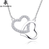 JO WISDOM 14K White Gold Diamond Heart Pendant Necklace for Lover's Romantic Anniversary Gift