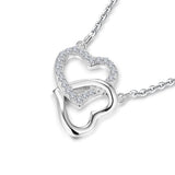 JO WISDOM 14K White Gold Diamond Heart Pendant Necklace for Lover's Romantic Anniversary Gift