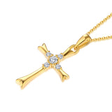 JO WISDOM Classic 14K Gold Diamond Jesus Cross Necklace for Unisex Wedding Fine Jewelry 9K\10K\14K