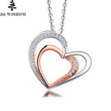 JO WISDOM Trendy Solid 14k Rose Gold 0.11 Ct Diamond Heart Pendant Necklace Women 2018 Best Lover Gift 9K\10K\14K