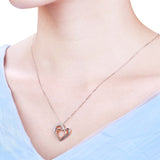 JO WISDOM Trendy Solid 14k Rose Gold 0.11 Ct Diamond Heart Pendant Necklace Women 2018 Best Lover Gift 9K\10K\14K