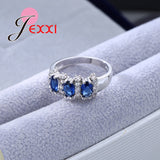 Jemmin Fine 925 Sterling Silver Blue Sapphire Wedding Engagement Rings For Women Anillos Bijoux Bague Femme