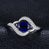 JewelryPalace 1.1ct Created Blue Sapphire Statement Ring 925 Sterling Silver Fine Jewelry New Gift  for Women  Hot Selling