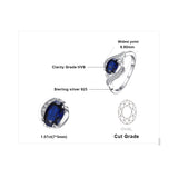 JewelryPalace 1.1ct Created Blue Sapphire Statement Ring 925 Sterling Silver Fine Jewelry New Gift  for Women  Hot Selling