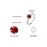 JewelryPalace 1.1ct Oval Natural Red Garnet Ring 100% Real 925 Sterling Silver Engagement Rings for Women Fine Jewelry Gift 2018