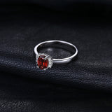 JewelryPalace 1.1ct Oval Natural Red Garnet Ring 100% Real 925 Sterling Silver Engagement Rings for Women Fine Jewelry Gift 2018