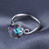 JewelryPalace 3.2ct Genuine Rainbow Fire Mystic Topaz Ring Solid 925 Sterling Silver Jewelry Best Gift For Women Fine Jewelry