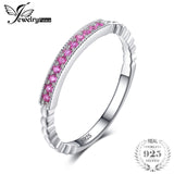 JewelryPalace 925 Sterling Silver Created Pink Sapphire Rope Band Stackable Rings Pave Setting 11 Pink Sapphire Jewelry Ring 925