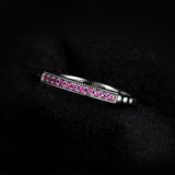 JewelryPalace 925 Sterling Silver Created Pink Sapphire Rope Band Stackable Rings Pave Setting 11 Pink Sapphire Jewelry Ring 925