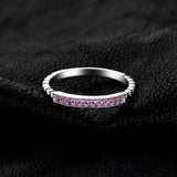 JewelryPalace 925 Sterling Silver Created Pink Sapphire Rope Band Stackable Rings Pave Setting 11 Pink Sapphire Jewelry Ring 925