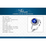 JewelryPalace 925 Sterling Silver Ring 3.2ct Blue Created Sapphire Engagement Ring for Women Fine Jewelry Classic Princess