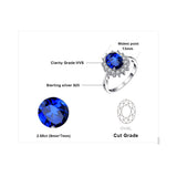 JewelryPalace 925 Sterling Silver Ring 3.2ct Blue Created Sapphire Engagement Ring for Women Fine Jewelry Classic Princess