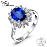 JewelryPalace 925 Sterling Silver Ring 3.2ct Blue Created Sapphire Engagement Ring for Women Fine Jewelry Classic Princess